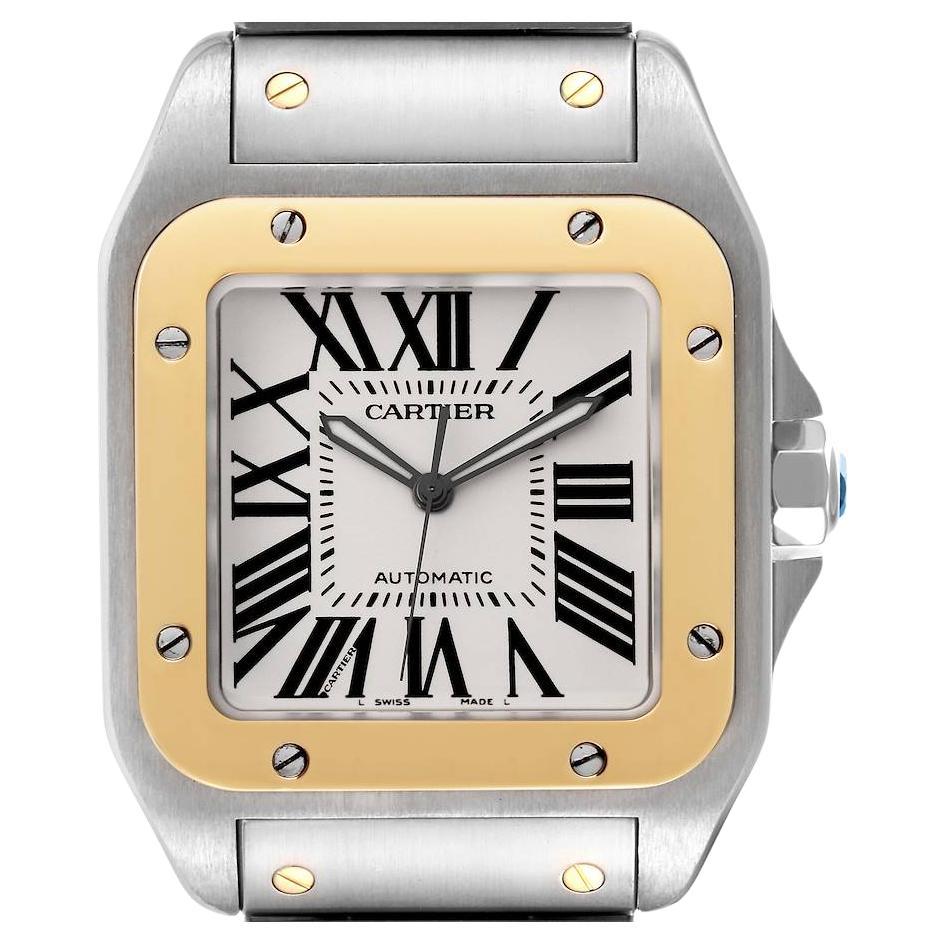 Cartier Santos 100 Steel Yellow Gold 38mm Mens Watch W200728G Papers