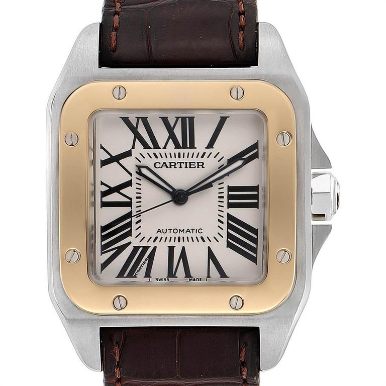 Cartier Santos 100 Steel Yellow Gold Men S Watch W20072x7 Box Papers For Sale At 1stdibs