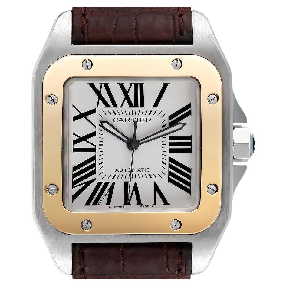 Cartier Santos 100 XL Silver Dial Chronograph Steel Mens Watch W20090X8 ...