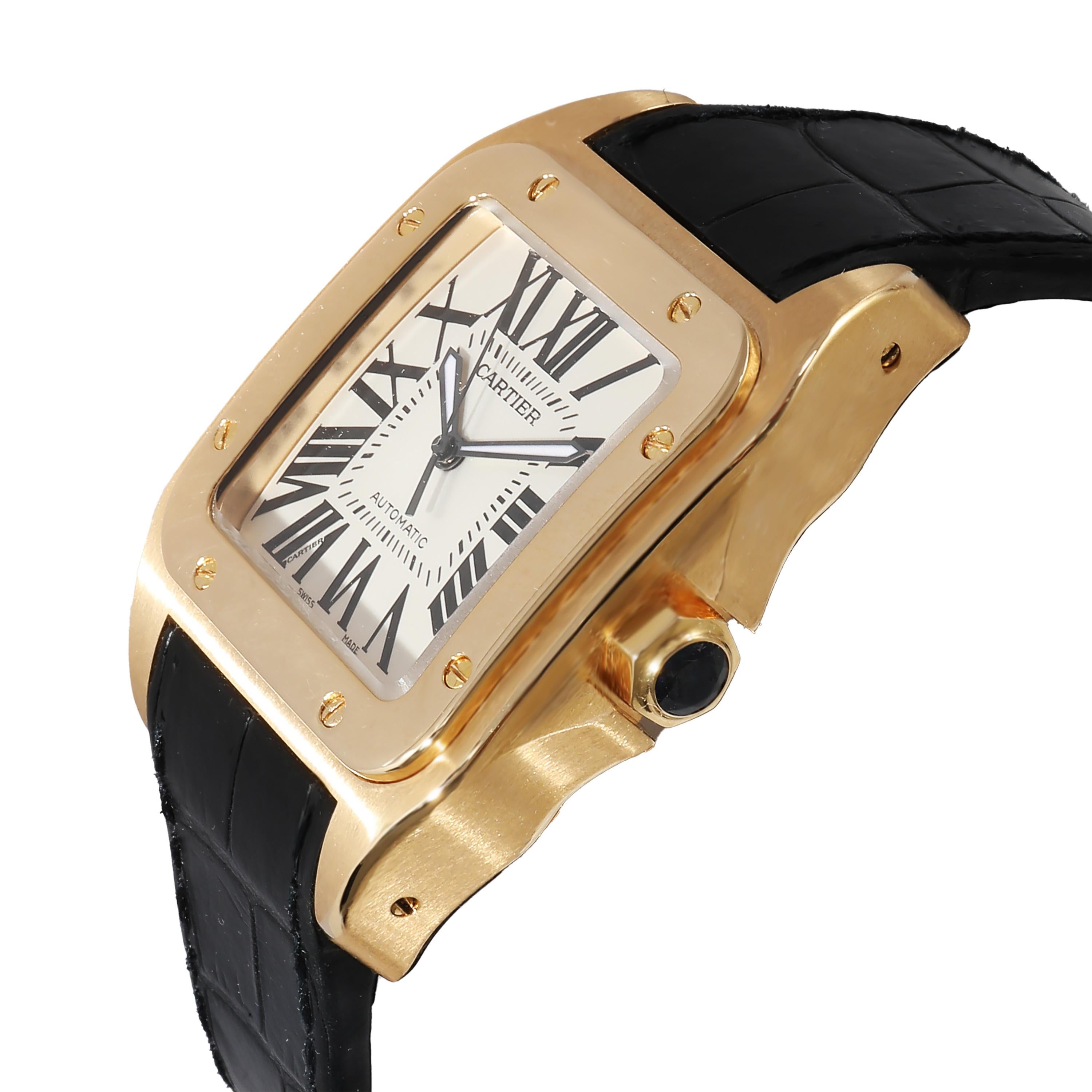 Cartier Santos 100 W20071Y1 Men's Watch in 18kt Yellow Gold In Excellent Condition For Sale In New York, NY