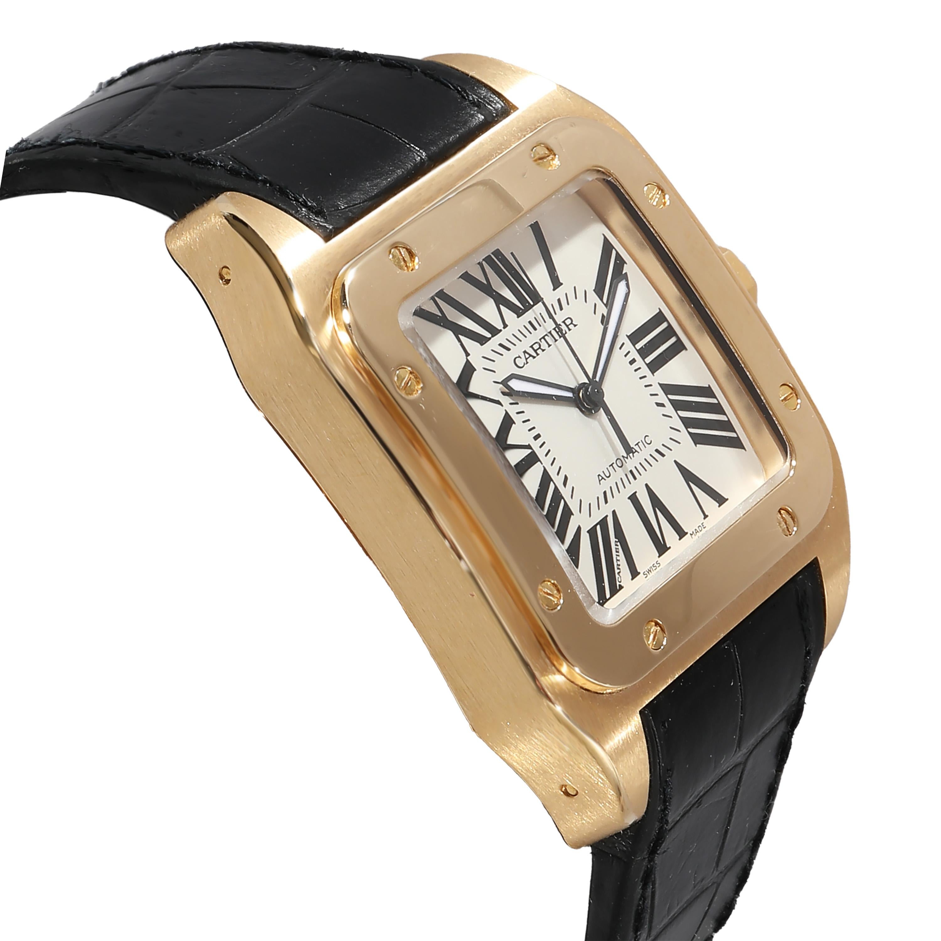 Cartier Santos 100 W20071Y1 Men's Watch in 18kt Yellow Gold For Sale 1