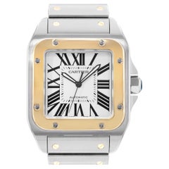 Cartier Santos 100 W200728G 2656 38mm Silver Dial Steel 18k Yellow Gold Watch