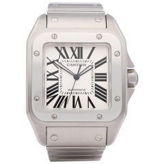 Cartier Santos 100 W200737G or 2656 Men's Stainless Steel XL Automatic Watch