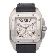 Cartier Santos 100 W20090X8 ou 2740 - Montre chronographe XL en acier inoxydable pour hommes