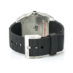 Cartier Santos 100 W20121U2 With 8 mm Band, Rubber Bezel & Silver Dial