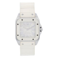 Cartier Santos 100 White Rubber and Steel Automatic Unisex Watch W20122U2