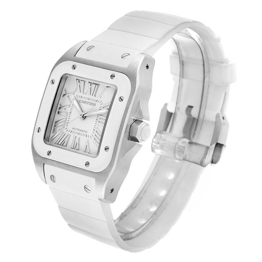 cartier santos white rubber strap