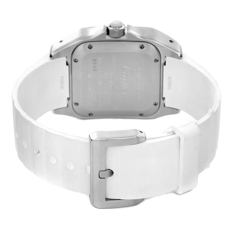 Women's Cartier Santos 100 White Rubber Strap Steel Ladies Watch W20129u2