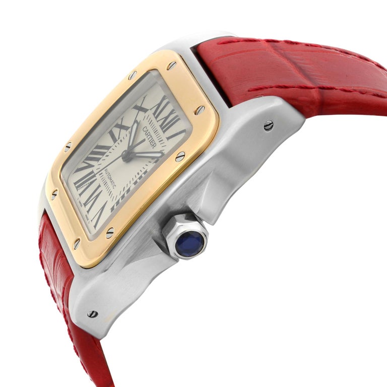 Cartier Santos 100 Xl 18k Gold Steel Silver Dial Automatic Unisex Watch 2878 For Sale At 1stdibs