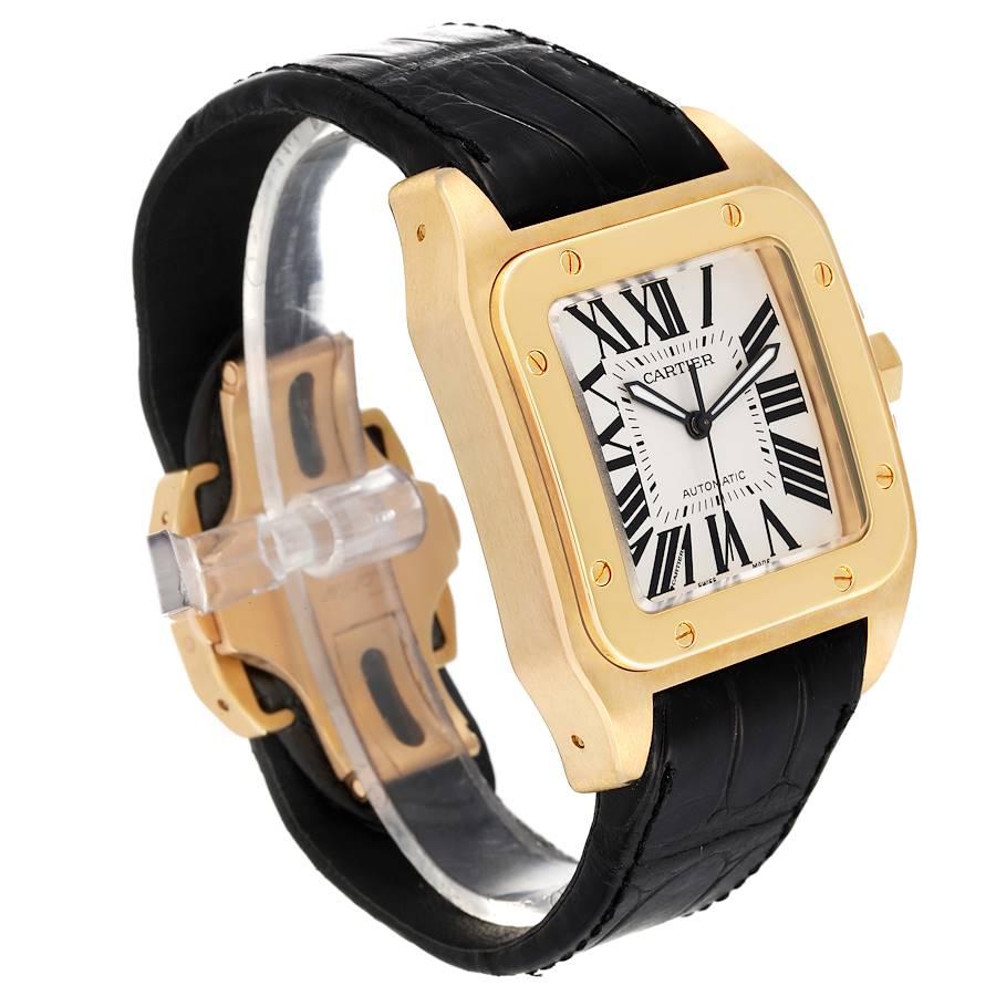 cartier santos gold leather strap