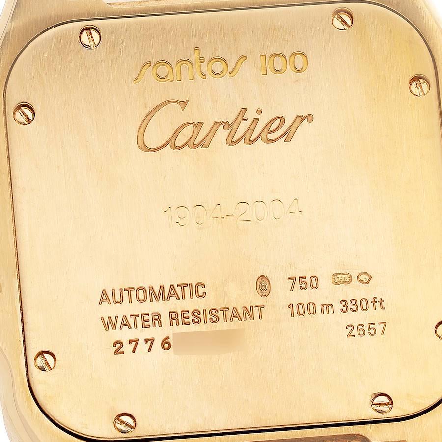 Men's Cartier Santos 100 XL 18K Yellow Gold Black Strap Mens Watch W20071Y1