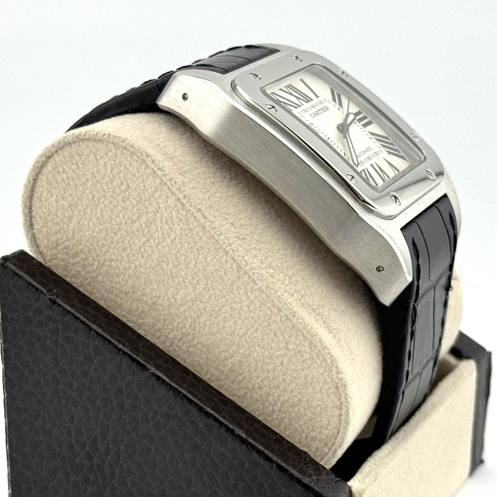 De los hombres Cartier Santos 100 XL 2656 38mm Esfera blanca Acero inoxidable Correa de piel en venta