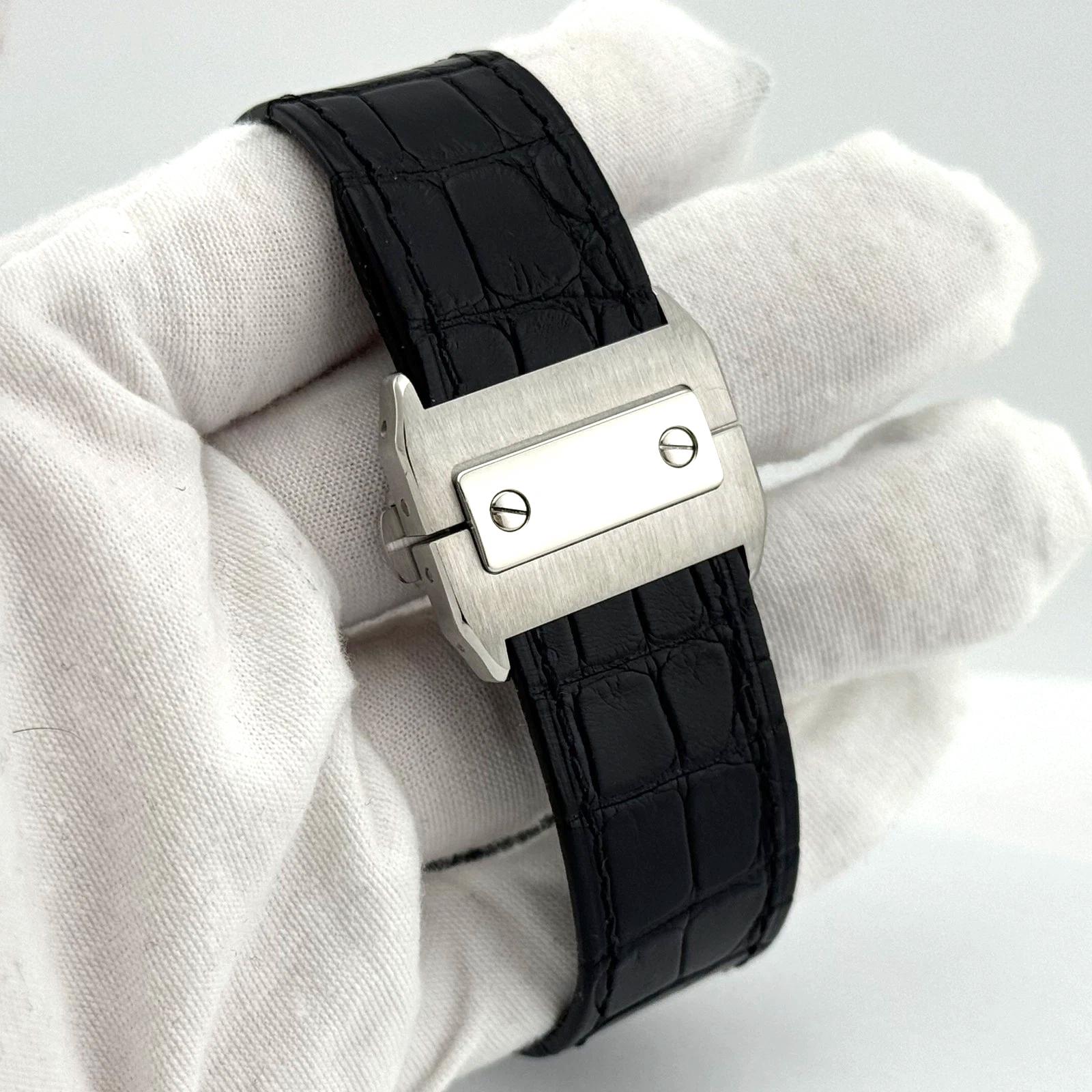 Cartier Santos 100 XL 2656 38mm Esfera blanca Acero inoxidable Correa de piel en venta 5