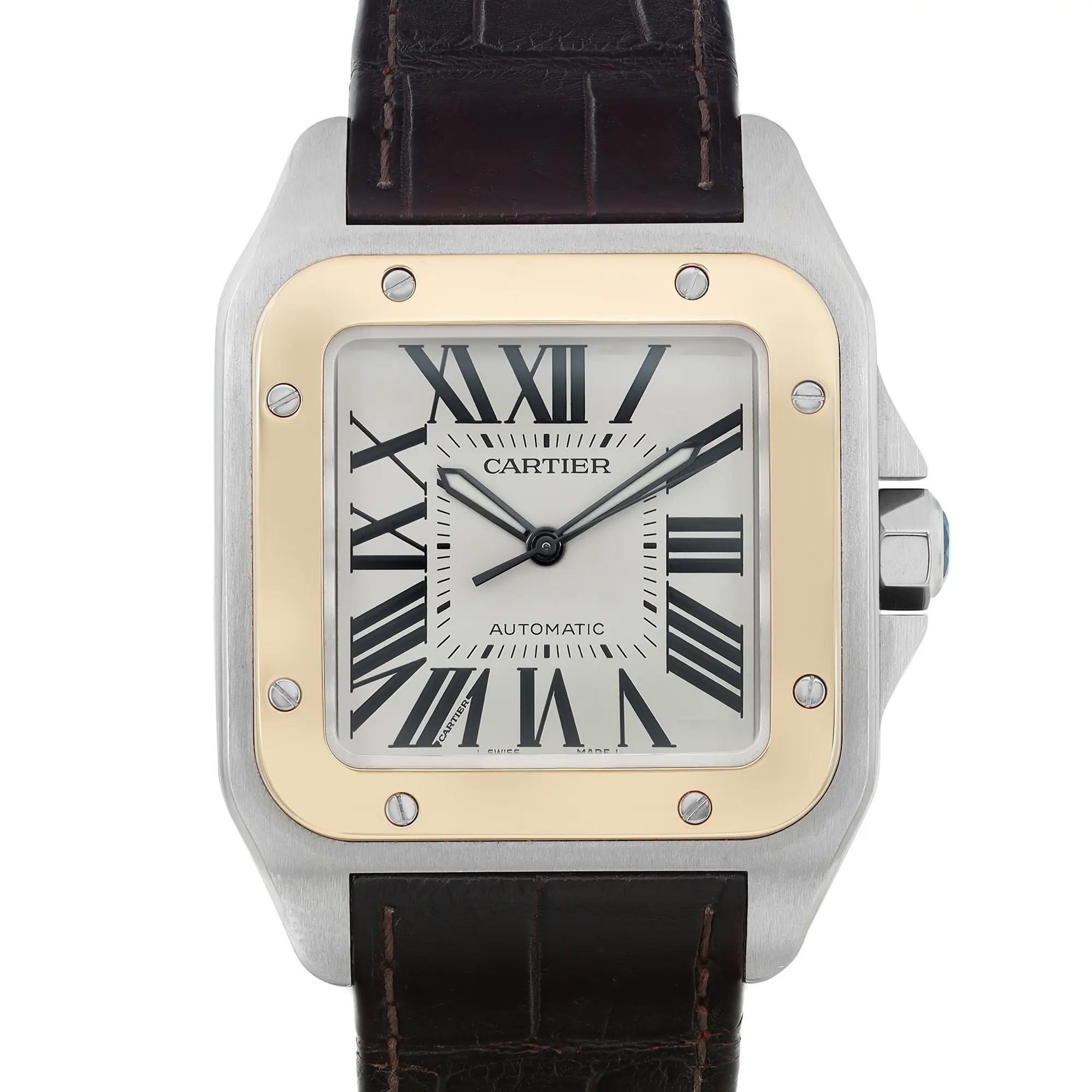 Pre-owned. The band shows signs of wear and peeling on the inner part which is shown in the pictures. Some signs of scratches on the case.

Brand and Model Information:
Brand: Cartier
Model: Cartier Santos 100
Model Number: 3774

Type and