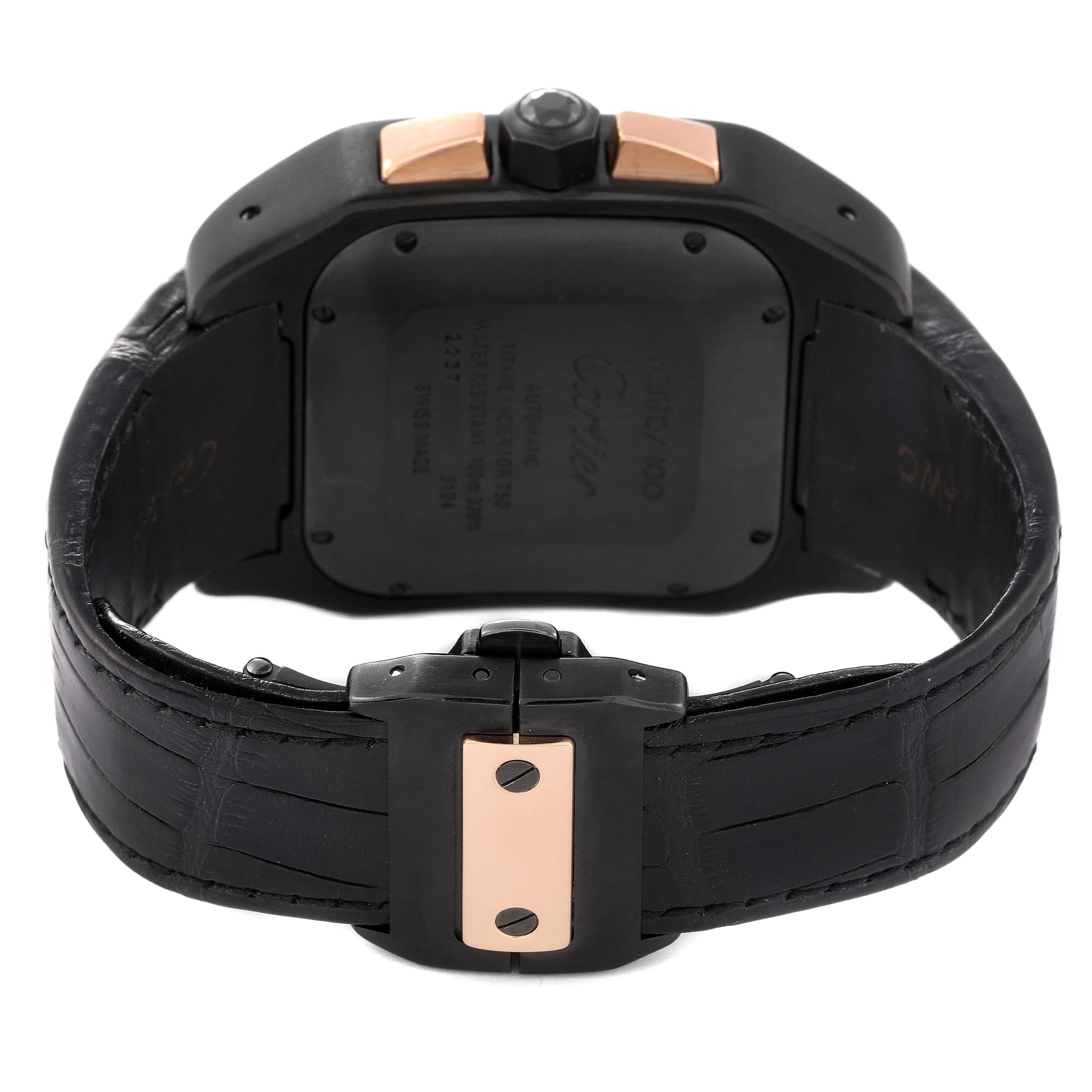 Men's Cartier Santos 100 XL Carbon Rose Gold Chronograph Mens Watch W2020004