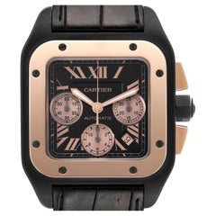 Cartier Santos 100 XL Carbon Rose Gold Chronograph Mens Watch W2020004