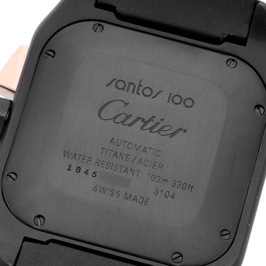 Cartier Santos 100 XL Carbon Rose Gold Chronograph Watch W2020004 Papers 1