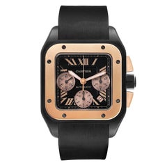Cartier Santos 100 XL Carbon Rose Gold Chronograph Watch W2020004 Papers