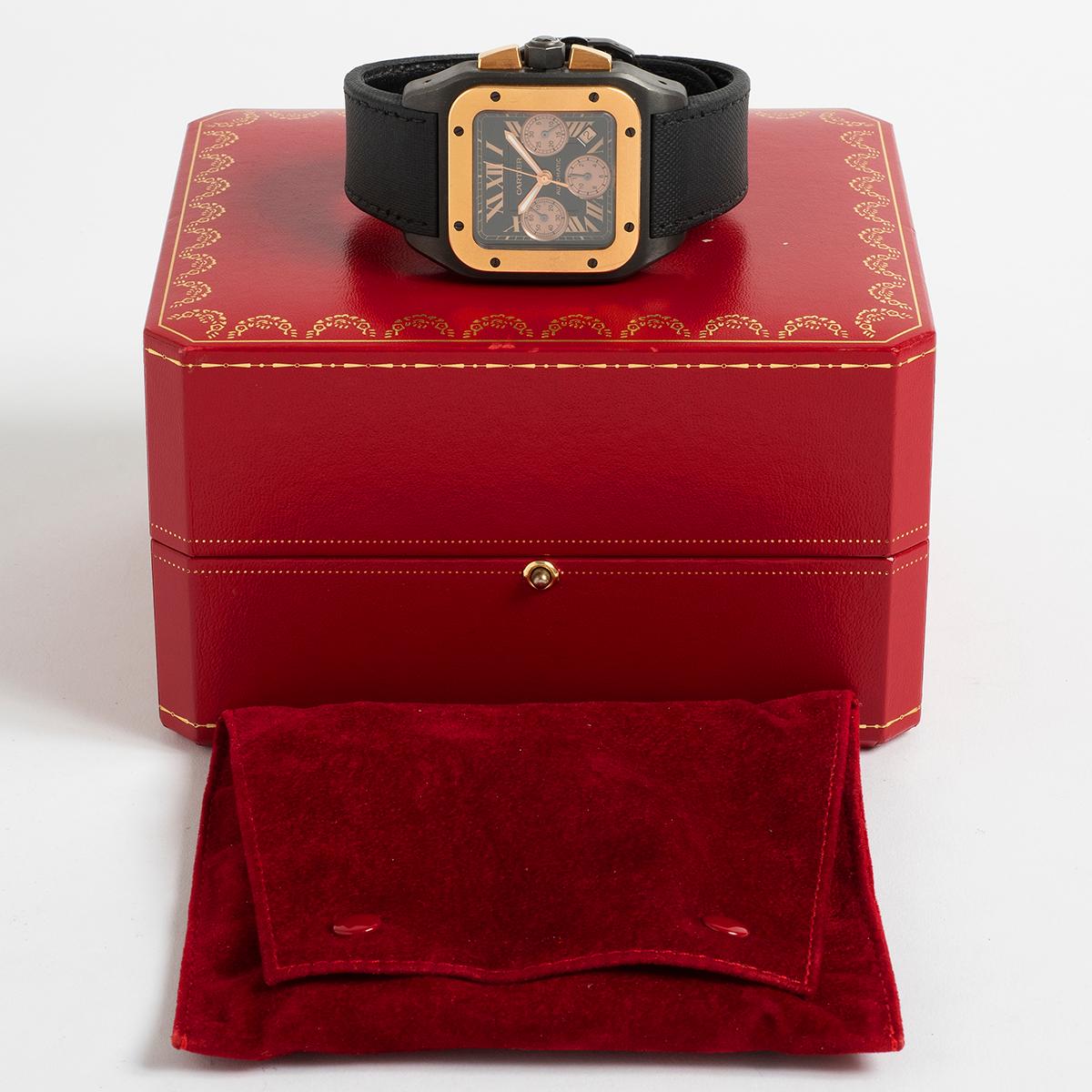 Cartier Santos 100 XL Chronograph, ref 3104 / W2020004, Rose Gold, CIrca 2010. In Excellent Condition In Canterbury, England