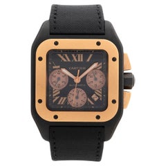 Cartier Santos 100 XL Chronograph, ref 3104 / W2020004, Rose Gold, CIrca 2010.