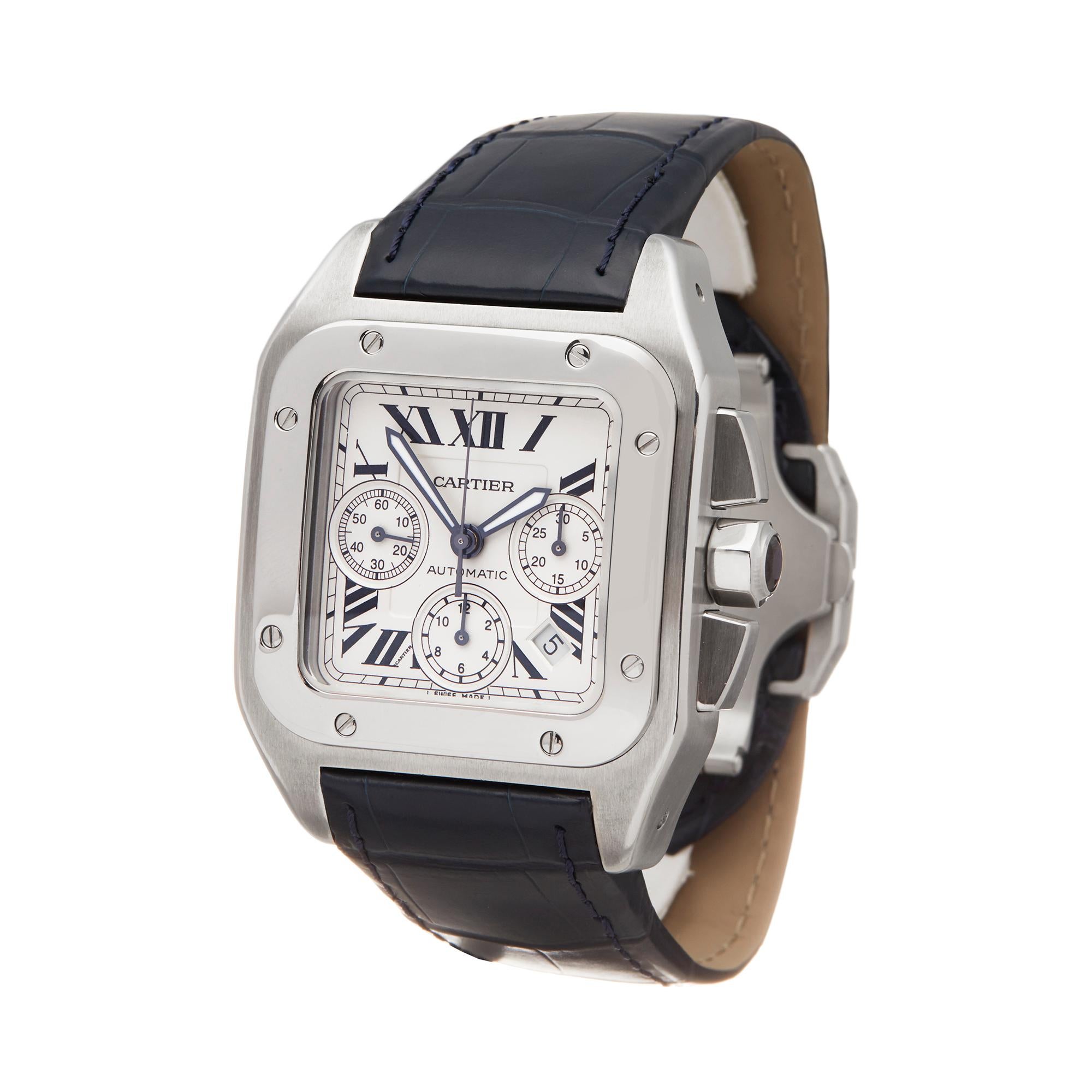 Reference: W5814
Manufacturer: Cartier
Model: Santos 100
Model Reference: 2740 or W20090X8
Age: Circa 2010's
Gender: Men's
Box and Papers: Box Only
Dial: Silver
Glass: Sapphire Crystal
Movement: Automatic
Water Resistance: To Manufacturers