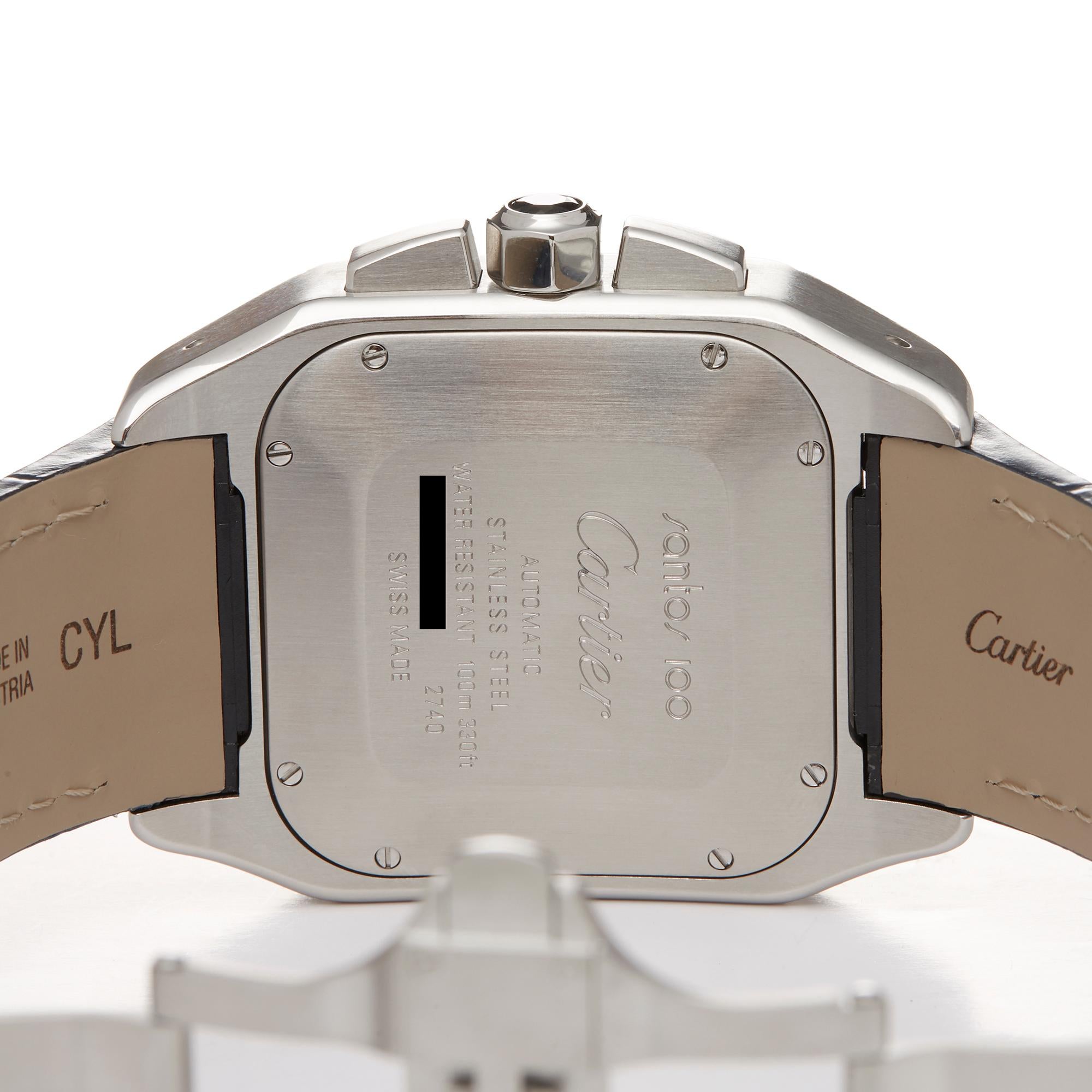 Cartier Santos 100 XL Chronograph Stainless Steel 2740 or W20090X8 In Excellent Condition In Bishops Stortford, Hertfordshire