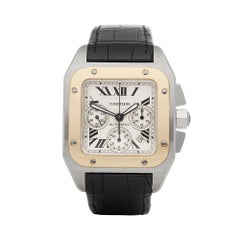 Cartier Santos 100 XL Chronograph Stainless Steel And 18k Yellow Gold W20091X7