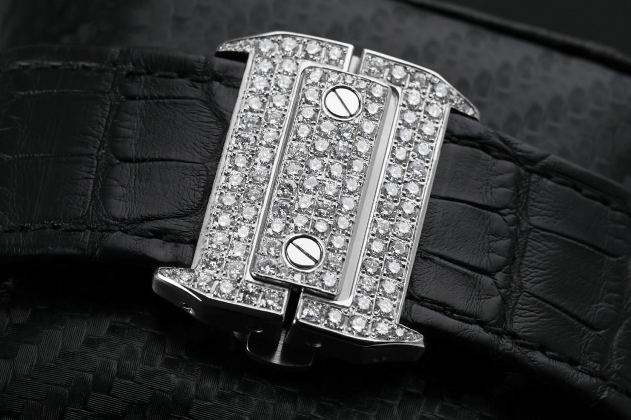Cartier Santos 100 XL Chronograph Edelstahl Iced Out Uhr mit Ausschnitt W20090X8 im Angebot 3