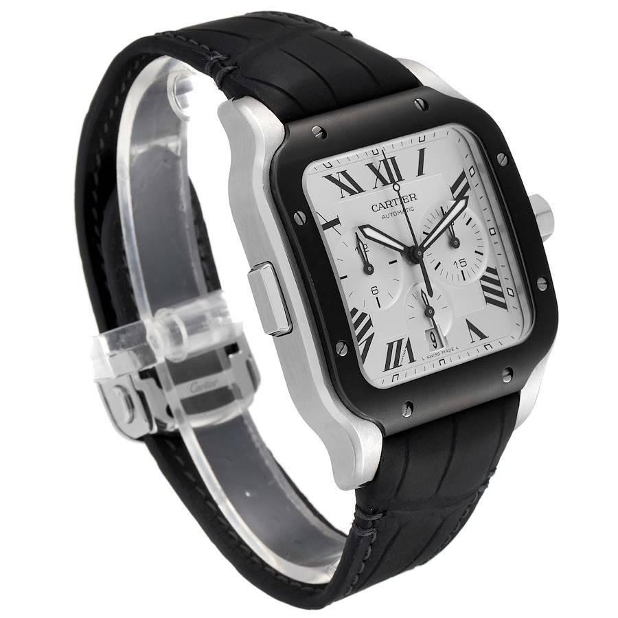 Cartier Santos 100 XL Chronograph Stahl-Rubinuhr WSSA0017 Boxkarte im Zustand „Hervorragend“ im Angebot in Atlanta, GA