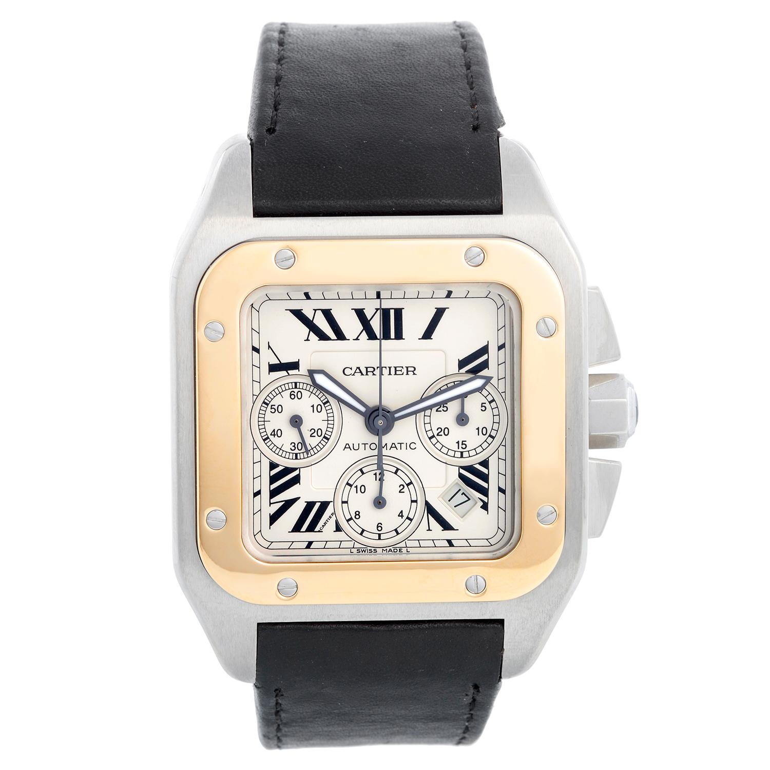 Cartier Santos 100 XL Chronograph Two Tone Men's Watch 2740 at 1stDibs |  cartier 2740