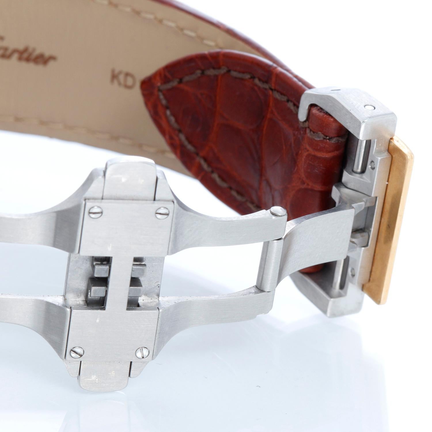 Cartier Santos 100 XL  Chronograph Zweifarbige Herrenuhr 2740 W2020005 im Angebot 3
