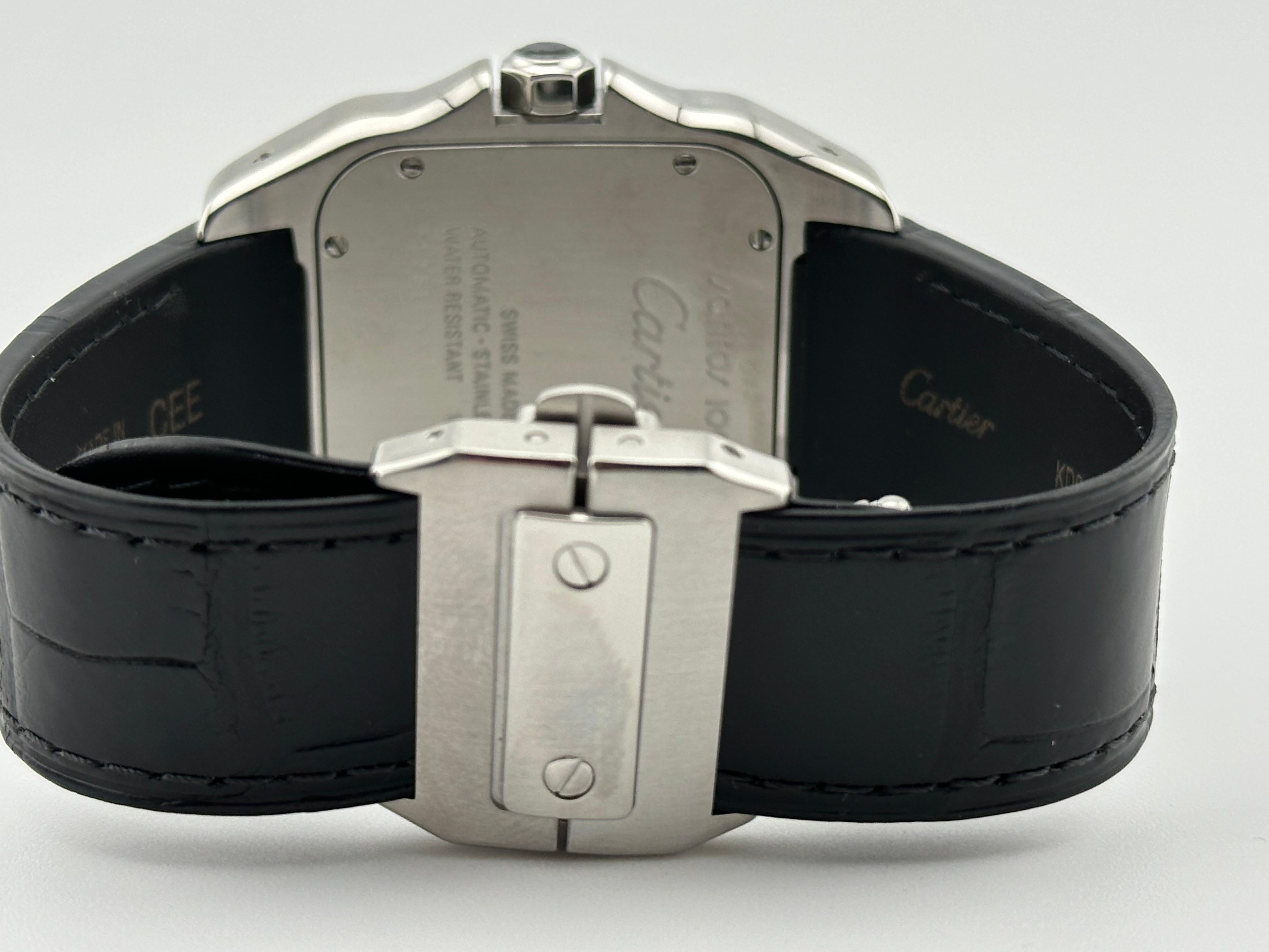 Cartier Santos 100 XL Ref 2656 Cinturino in pelle in acciaio inossidabile in vendita 1