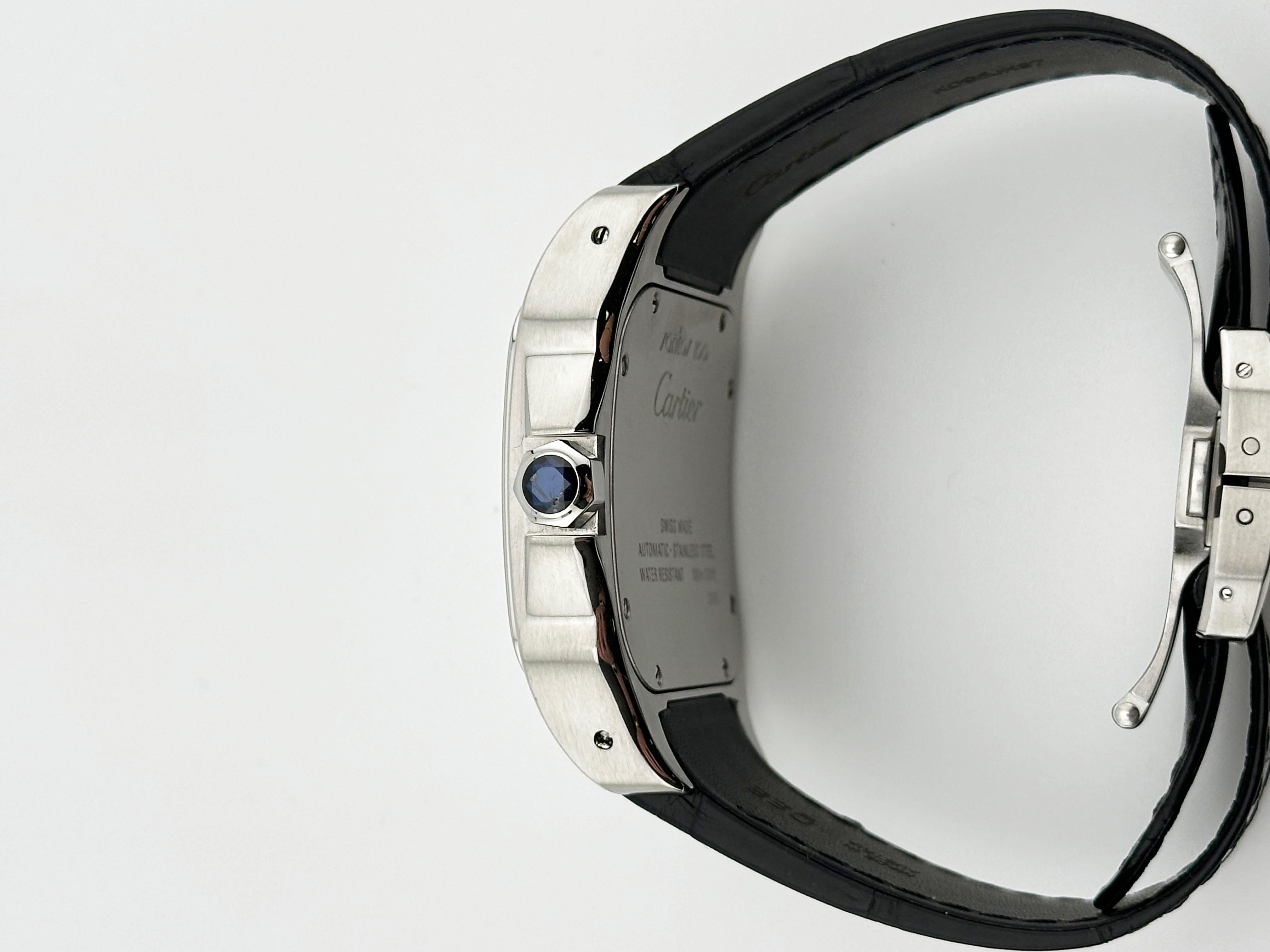 Cartier Santos 100 XL Ref 2656 Cinturino in pelle in acciaio inossidabile in vendita 3