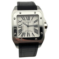 Cartier Santos 100 XL Ref 2656 Cinturino in pelle in acciaio inossidabile