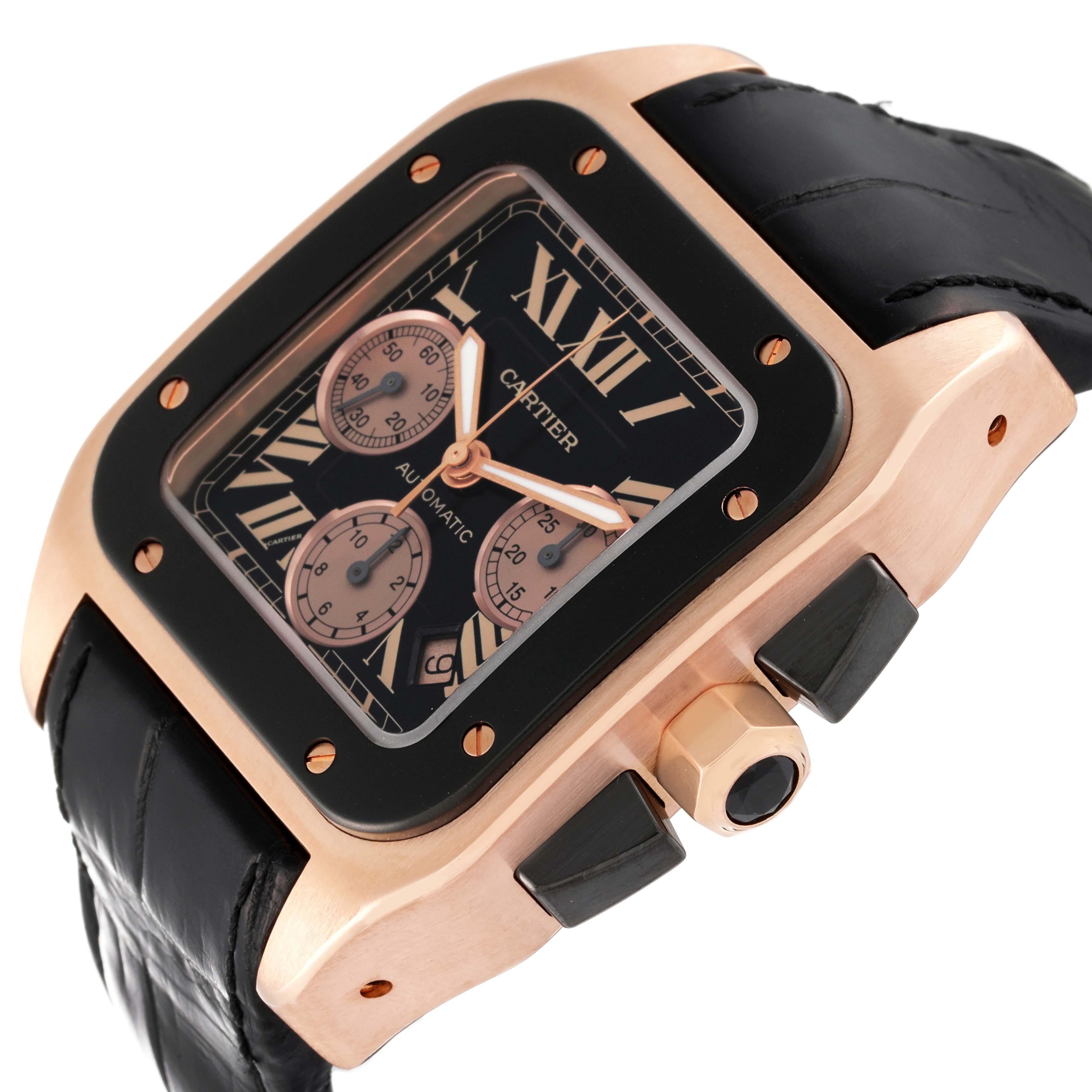 Cartier Santos 100 XL Roségold Chronograph Herrenuhr W2020003 im Angebot 1