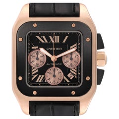 Used Cartier Santos 100 XL Rose Gold Chronograph Mens Watch W2020003