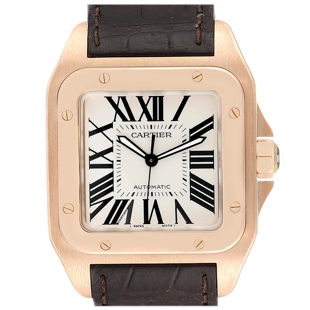 Cartier Santos 100 XL Rose Gold Silver 