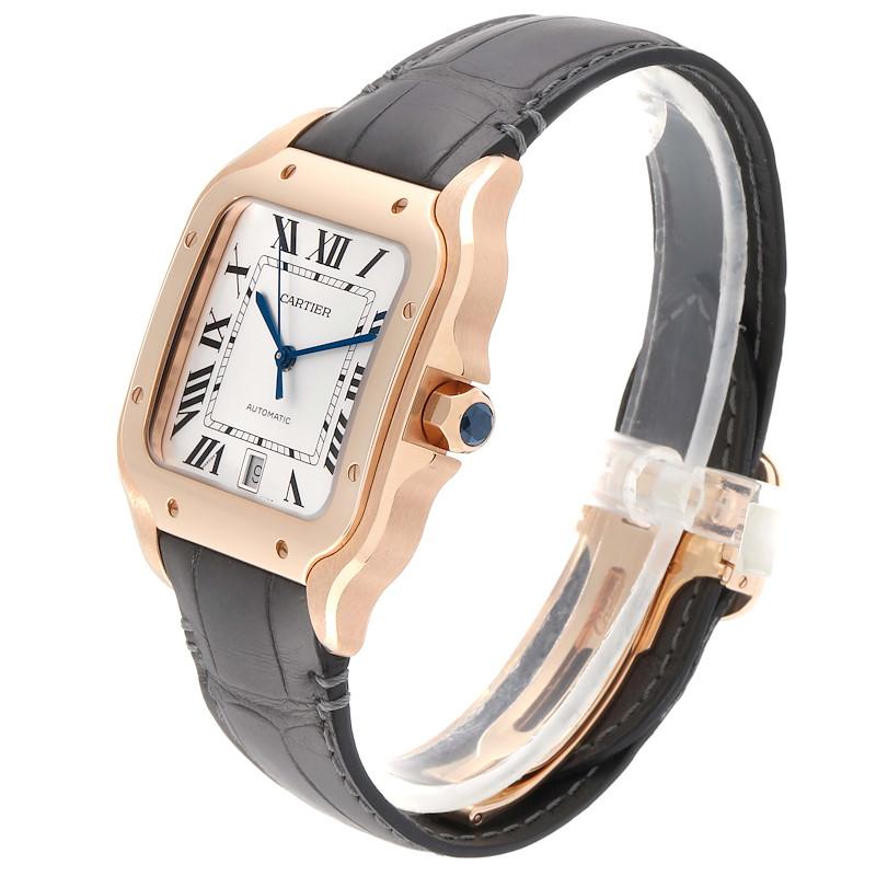 Cartier Santos 100 XL Rose Gold Silver Dial Men's Watch WGSA0007 Unworn For Sale 1