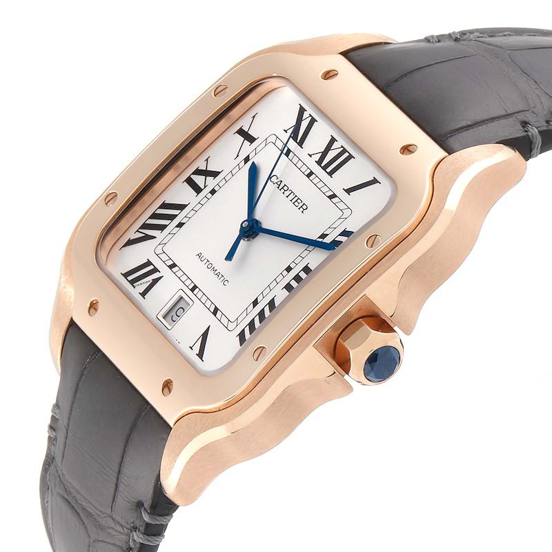 Cartier Santos 100 XL Rose Gold Silver Dial Men's Watch WGSA0007 Unworn For Sale 2