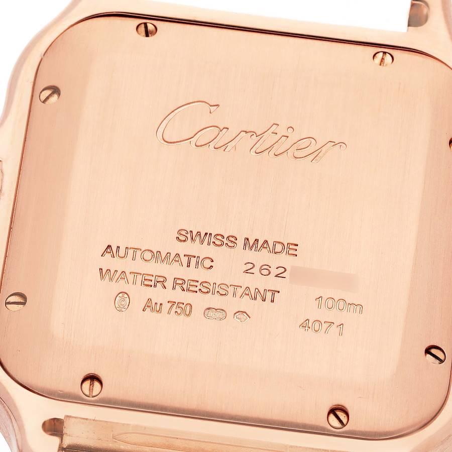 Men's Cartier Santos 100 XL Rose Gold Silver Dial Mens Watch WGSA0011 Box Card