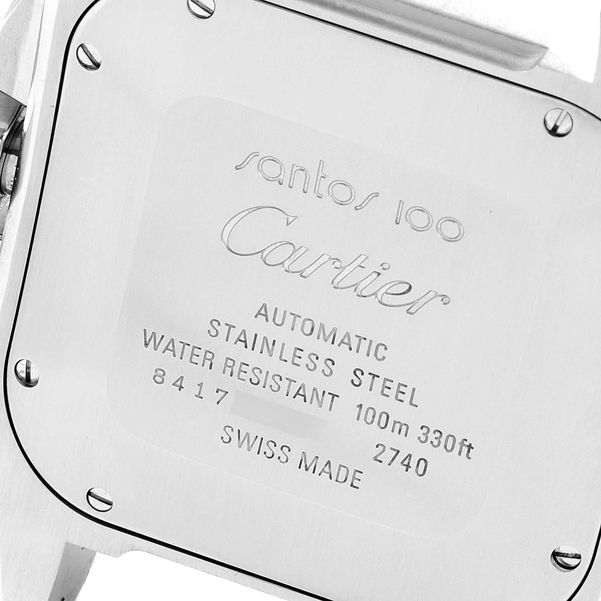 Cartier Santos 100 XL Silver Dial Brown Strap Chronograph Watch W20090X8 2