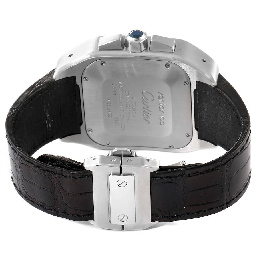 Cartier Santos 100 XL Silver Dial Chronograph Mens Watch W20090X8 For Sale 2