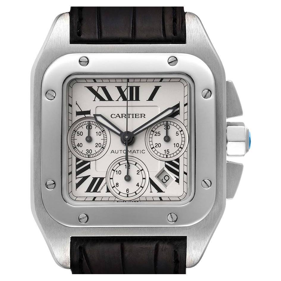 Cartier Santos 100 XL Steel White Roman Dial Automatic Mens Watch ...