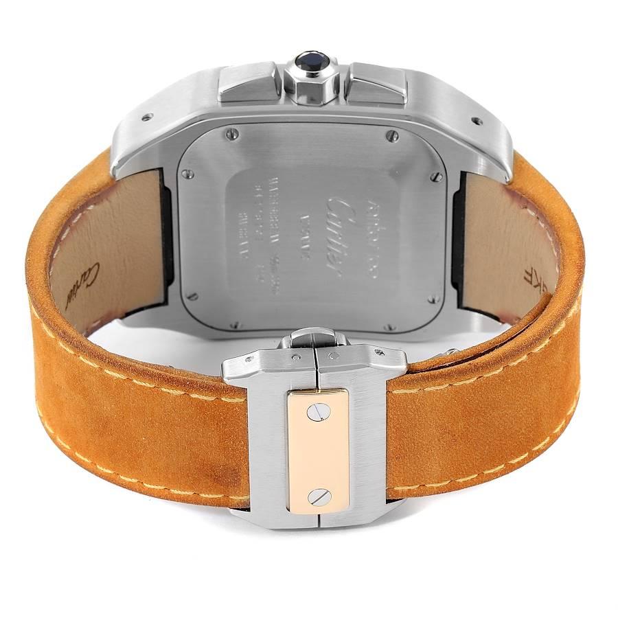 Cartier Santos 100 XL Silber Zifferblatt Chronograph Stahl Herrenuhr W20090X8 im Angebot 4