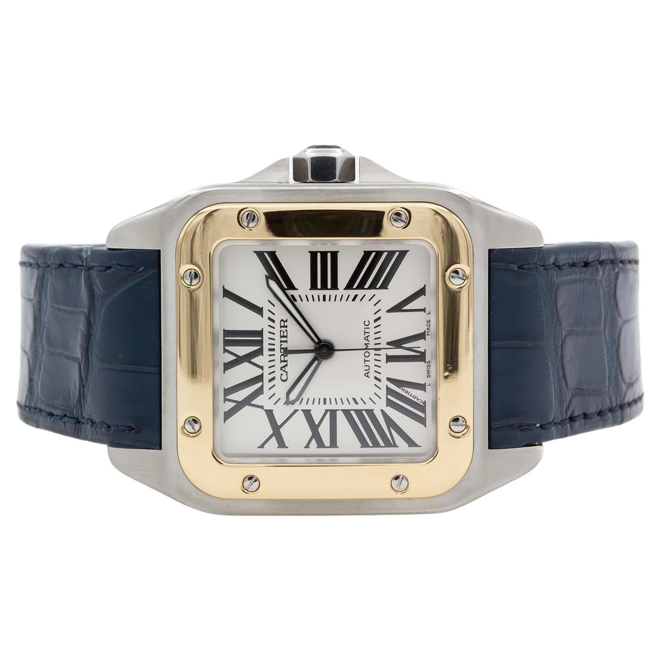 Cartier Santos 100 XL en acier inoxydable et or 18k deux tons Boîte et papiers 2656 W20072X7