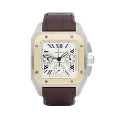 Cartier Santos 100 XL Stainless Steel & 18k Yellow Gold 2740 Gents Wristwatch