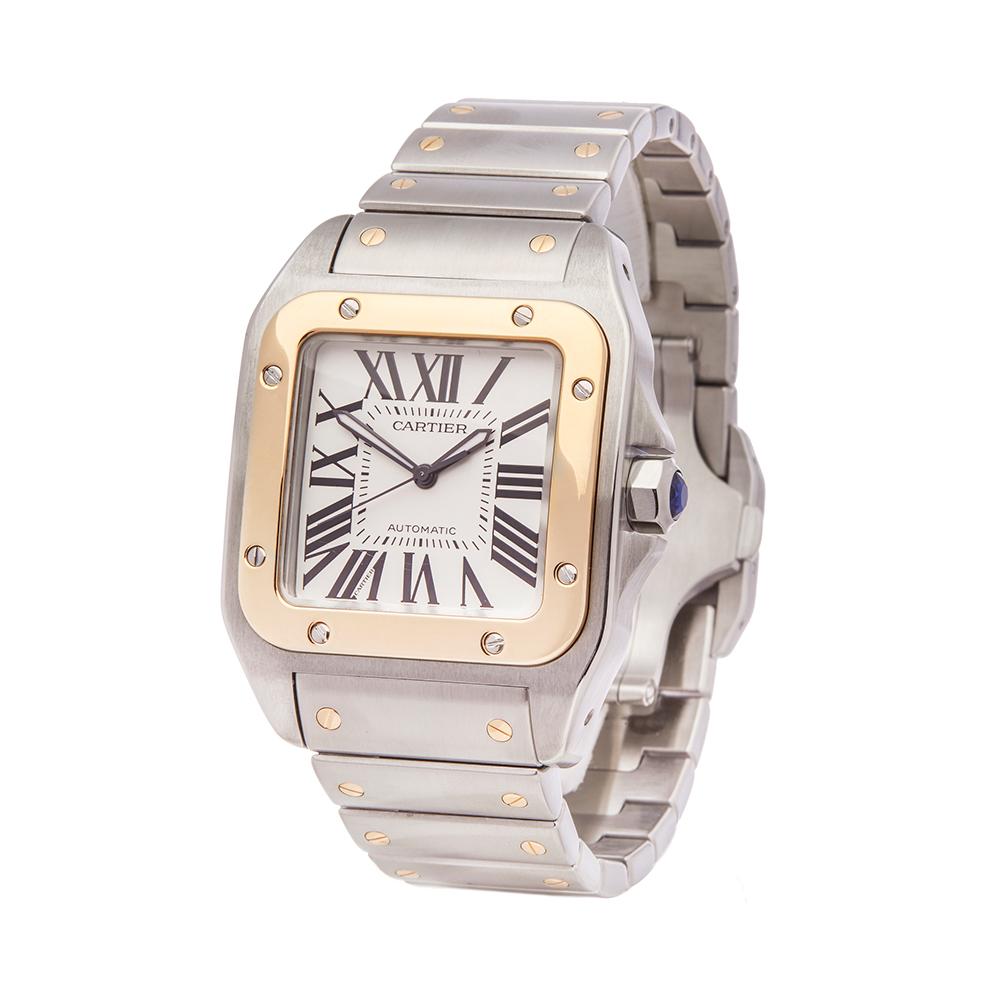 Ref: W5543
Manufacturer: Cartier
Model: Santos 100
Model Ref: 2656
Age: 1st July 2010
Gender: Mens
Complete With: Box, Manuals & Guarantee
Dial: White Roman 
Glass: Sapphire Crystal
Movement: Automatic
Water Resistance: To Manufacturers