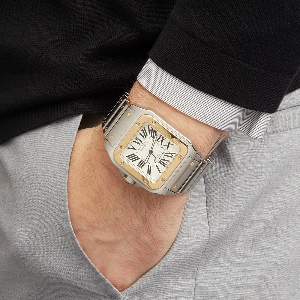 Cartier Santos 100XL Stainless Steel & 18K Yellow Gold 2656 Gents Wristwatch In Excellent Condition In Bishops Stortford, Hertfordshire