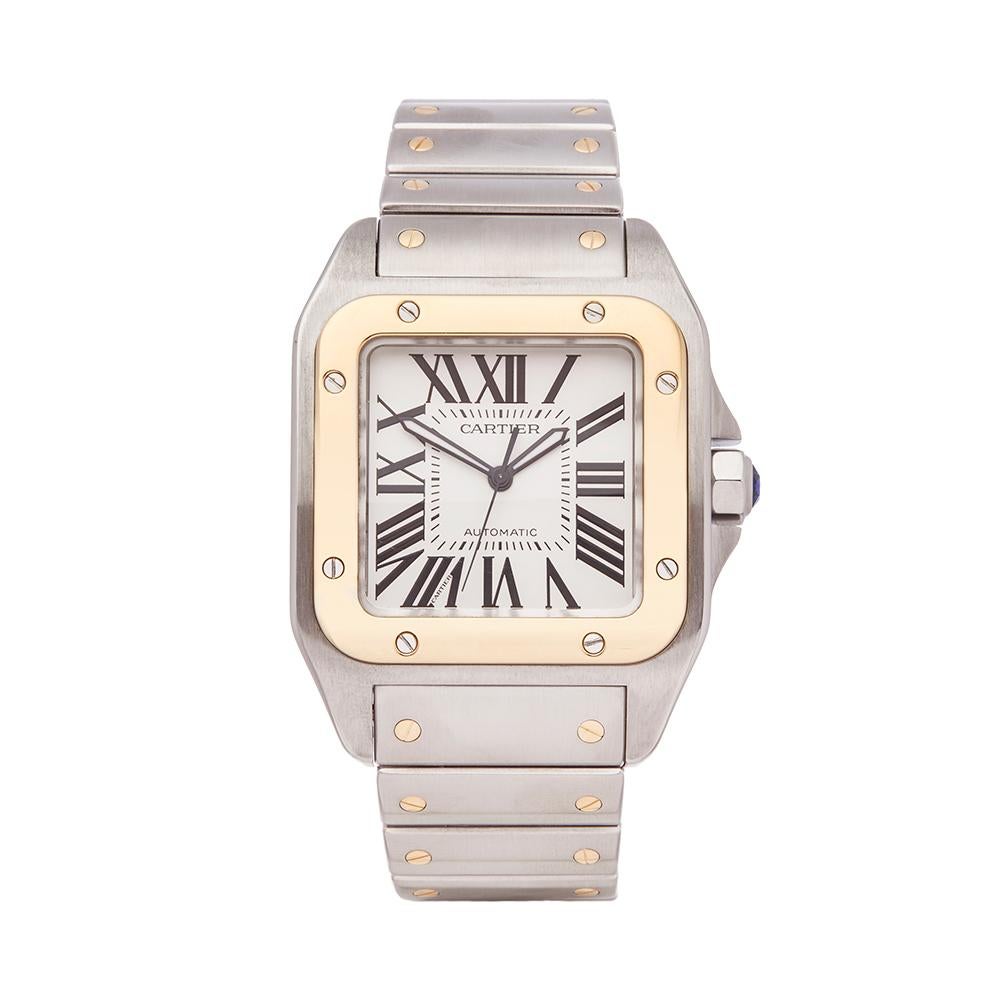 Cartier Santos 100XL Stainless Steel & 18K Yellow Gold 2656 Gents Wristwatch