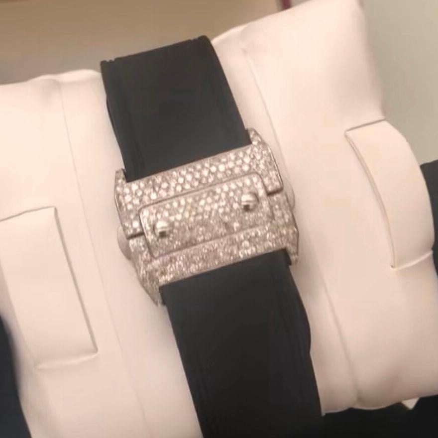 Cartier Santos 100XL Edelstahl 38mm maßgefertigte Diamant-Iced Out-Uhr für Herren im Zustand „Hervorragend“ im Angebot in New York, NY